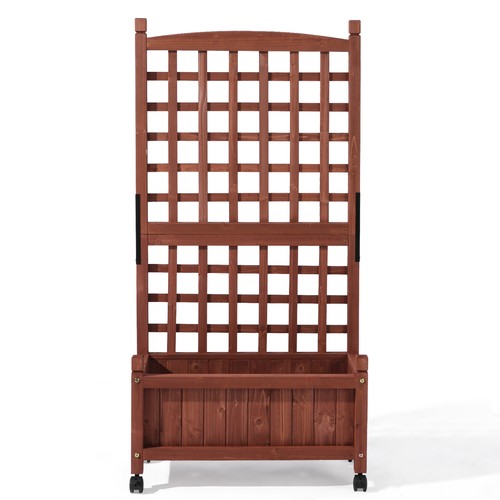 Wooden planter with trellis - planter,