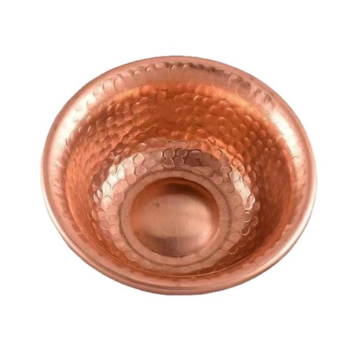 Copper pet bowl wide textured - wide,